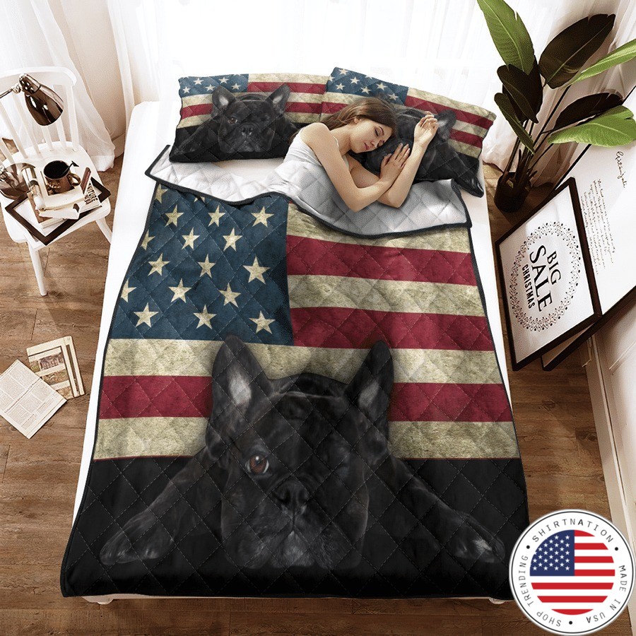 French Bulldog American Flag bedding set 3