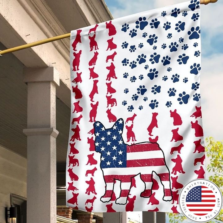Frenchie American house flag and garden flag