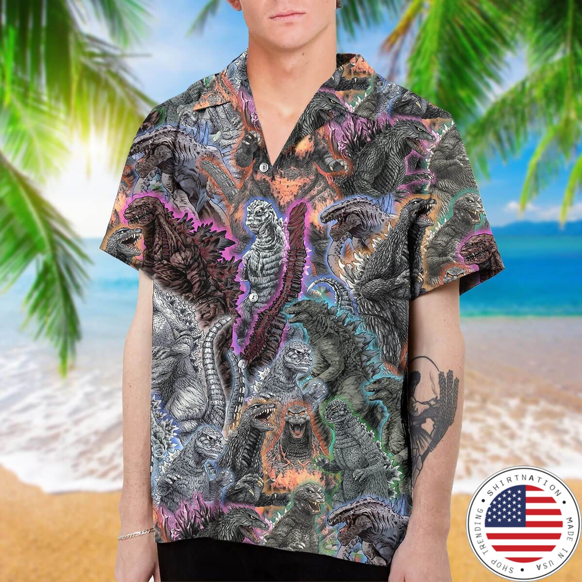 Godzilla hawaiian shirt 8
