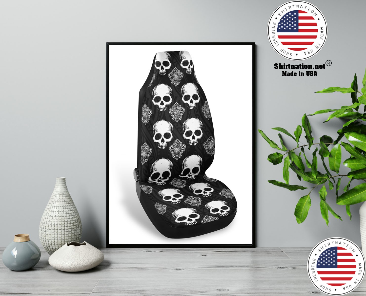 Goth skull car seat covers 13