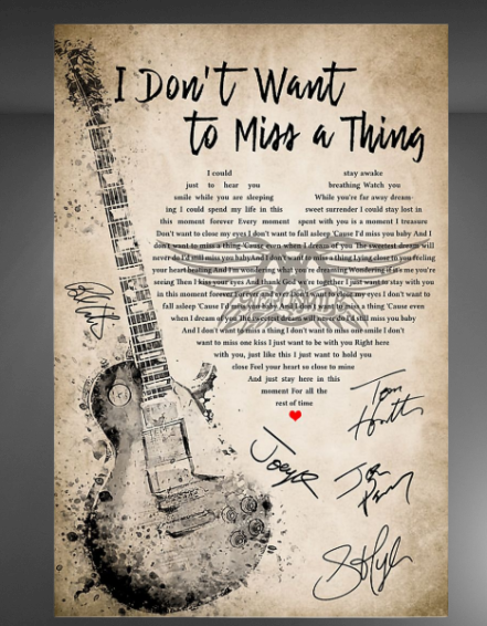 Guitar I don't want to miss a thing lyrics poster