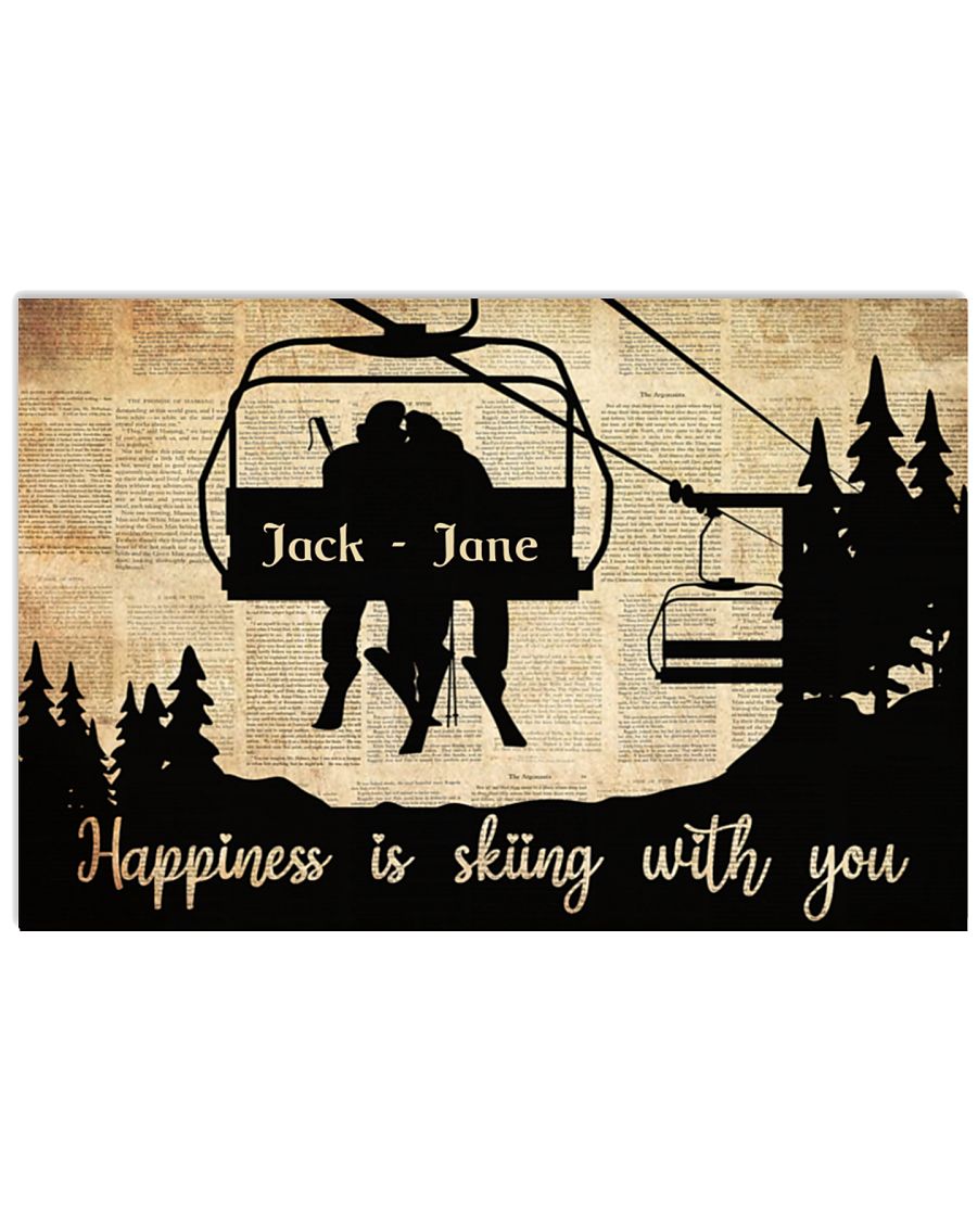 Happiness is skiing with you custom name poster