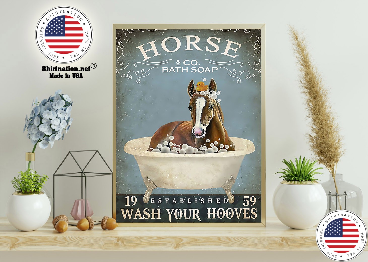 Horse and bath soap wash your hooves poster