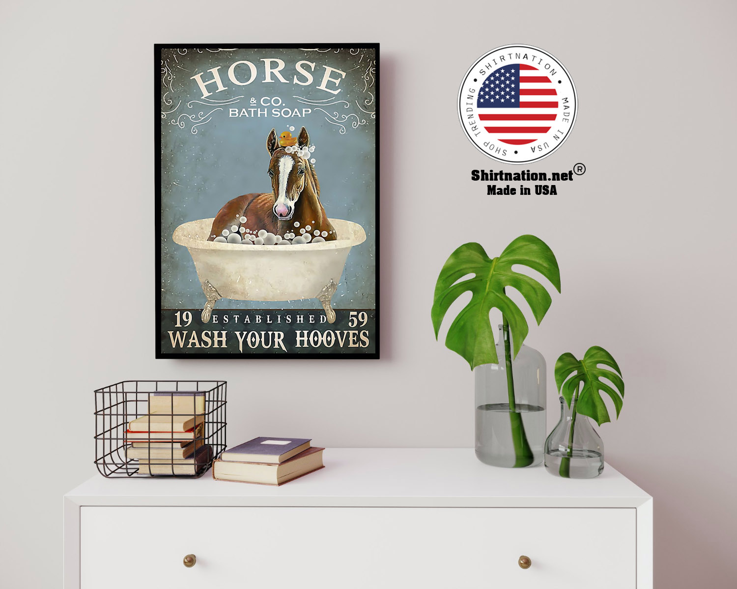 Horse and bath soap wash your hooves poster