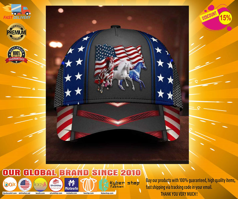 Horse proud American flag cap2