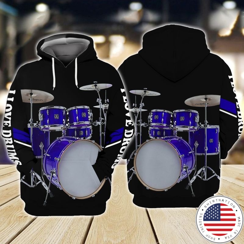 I love Drummer 3D hoodie2