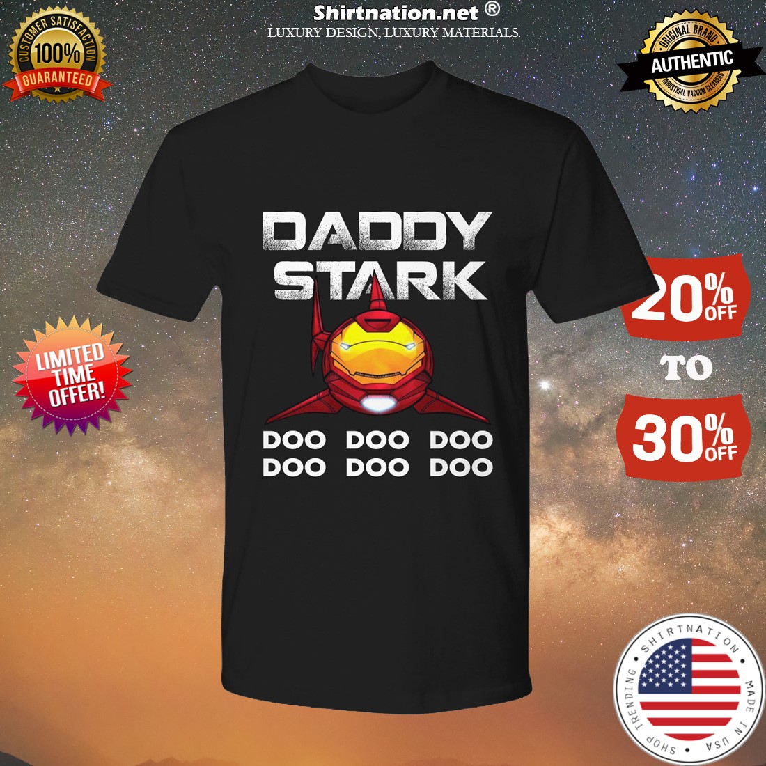 Iron man daddy shark doo doo doo shirt
