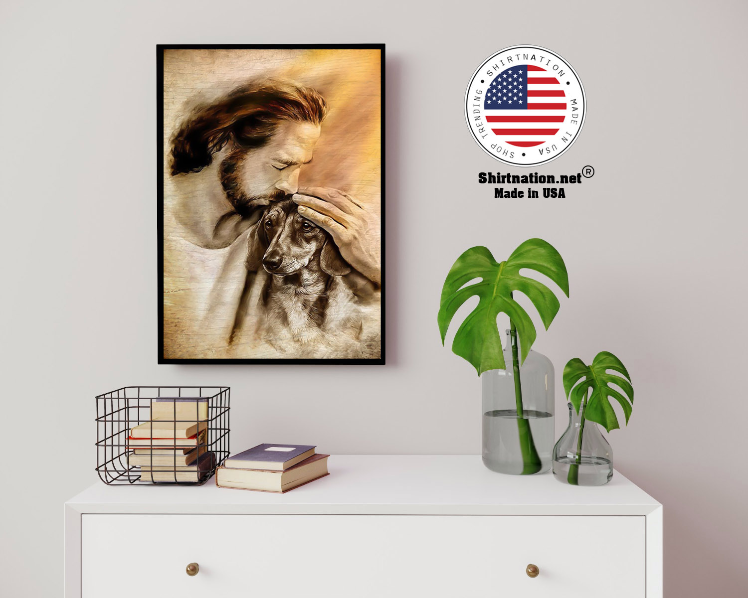 Jesus with lovely dachshund poster 14