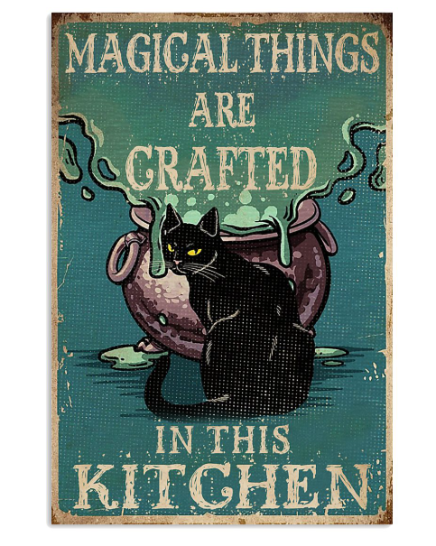 Black cat magical things are grafted in this kitchen poster