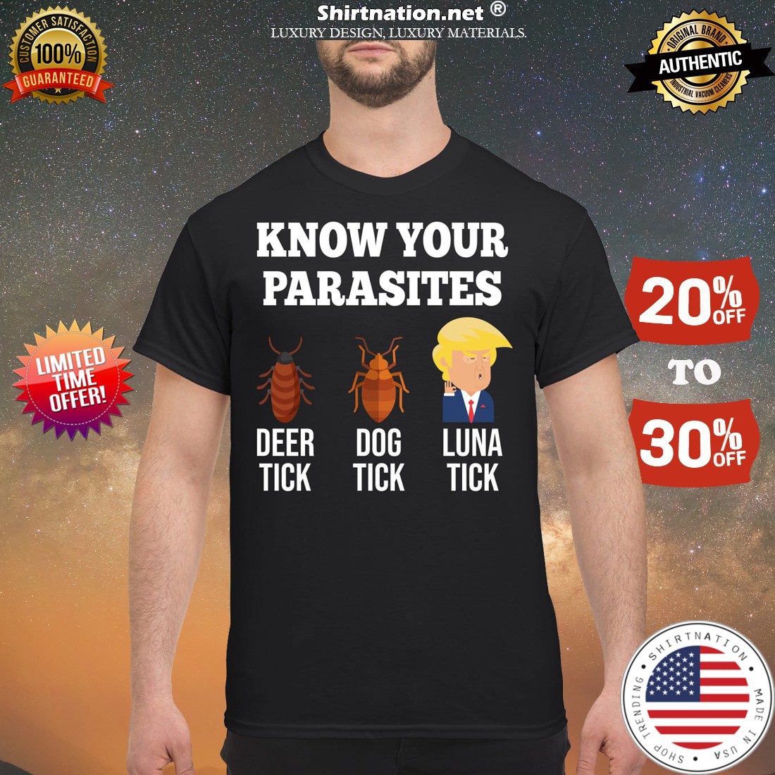 Know your parasites deer tick dog tick luna tick Trump shirt
