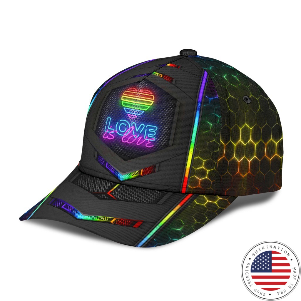 LGBT neon hexagon love is love cap2