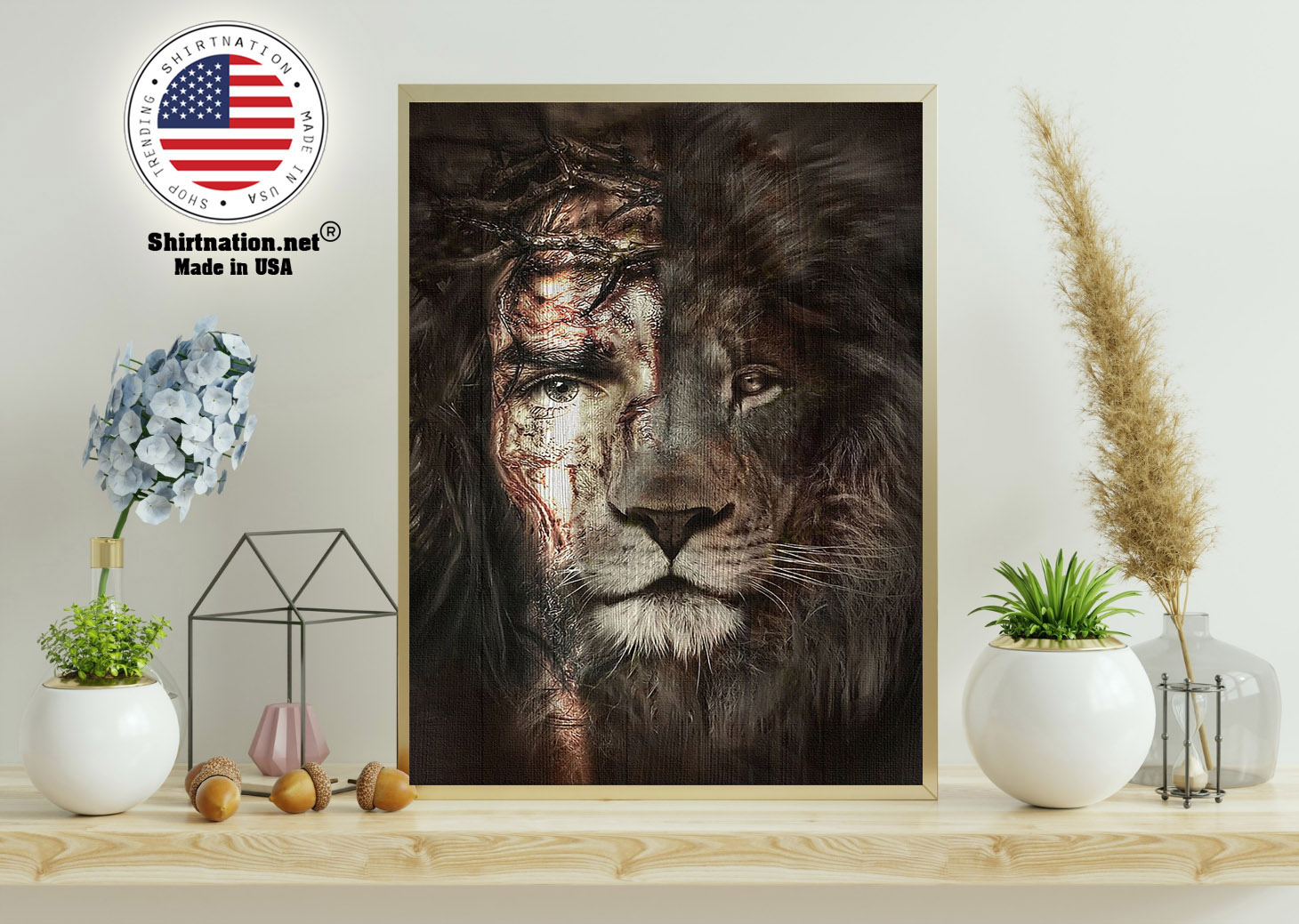 Lion and Jesus poster canvas 11