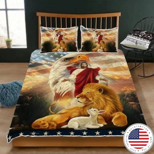 Lion and lamb eagle Jesus bedding set2 1