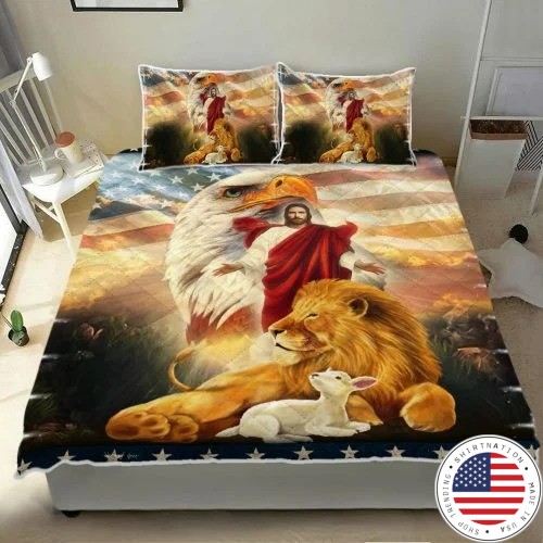 Lion and lamb eagle Jesus bedding set3