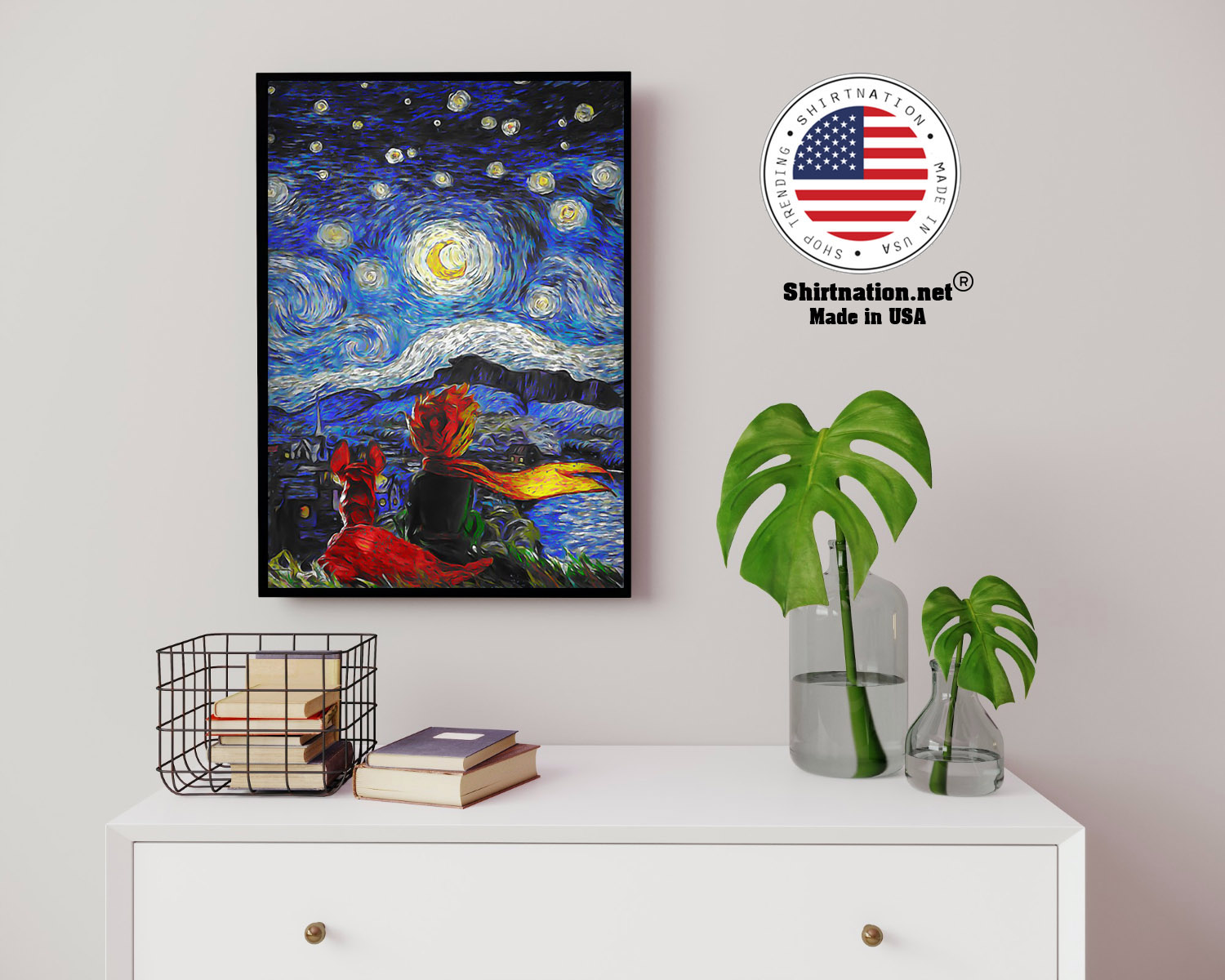 Little prince and fox starry night Van Gogh poster 14