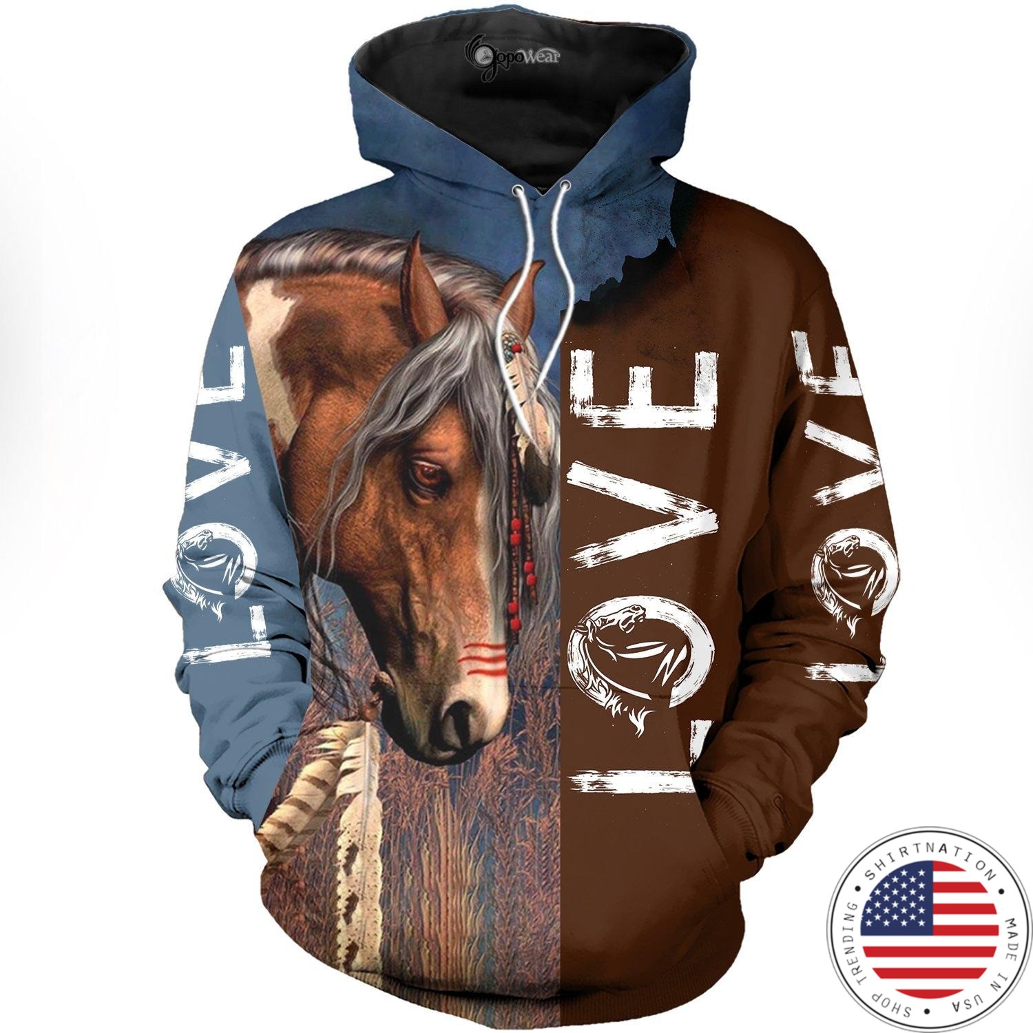 Love horse 3d full print hoodie