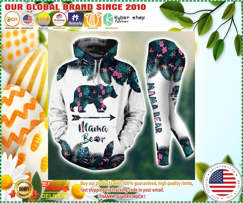 Mama bear tropical leaves 3D hoodie and legging 2