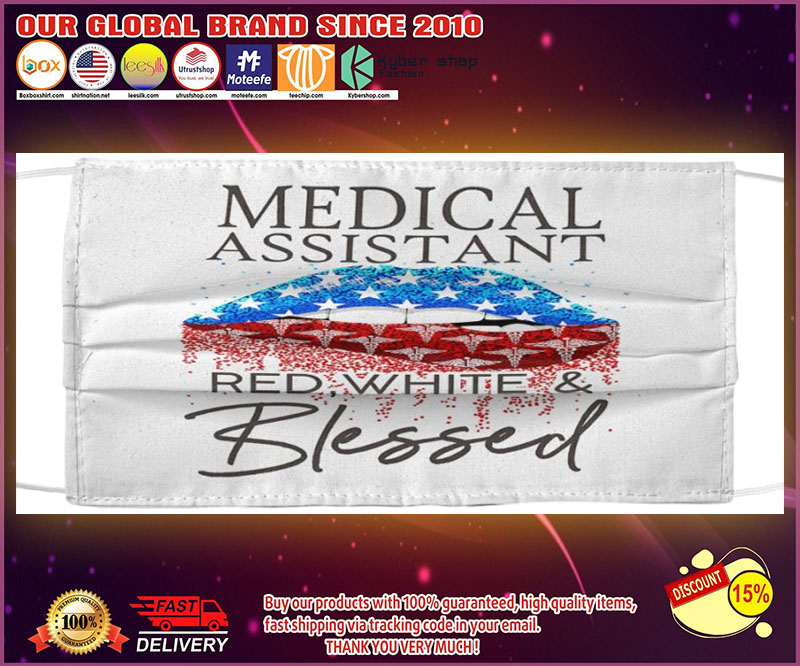 Medical assistant red white & blessed face mask
