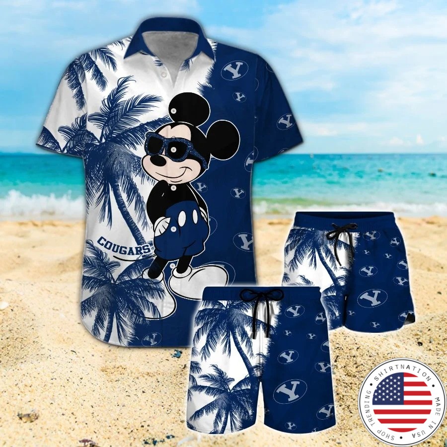 Mickey Mouse Byu Cougars hawaiian shirt and beach short
