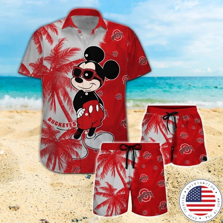 Mickey Mouse Ohio State Buckeyes hawaiian shirt and beach short