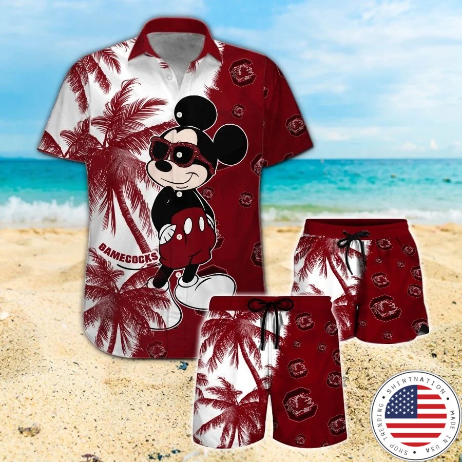 Mickey Mouse South Carolina Gamecocks hawaiian shirt and beach short