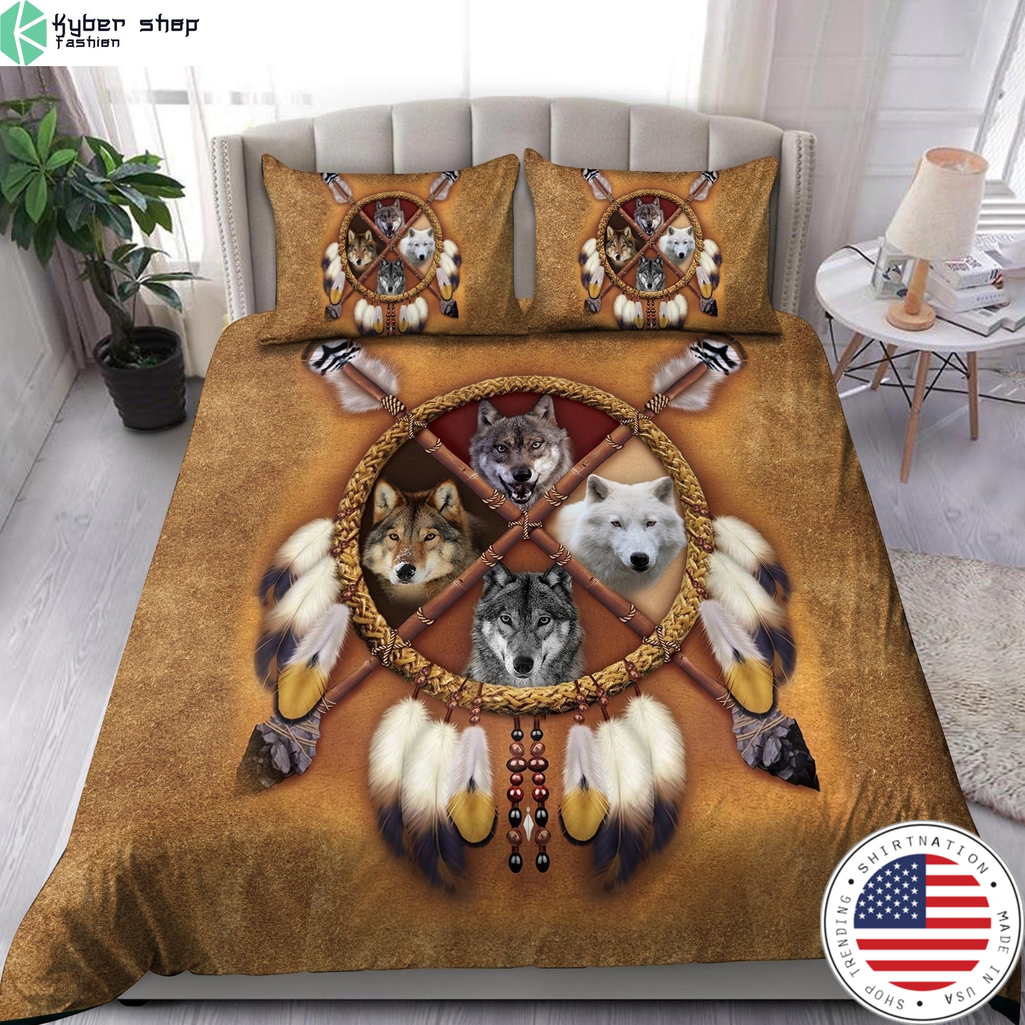 Native american wolf bedding set