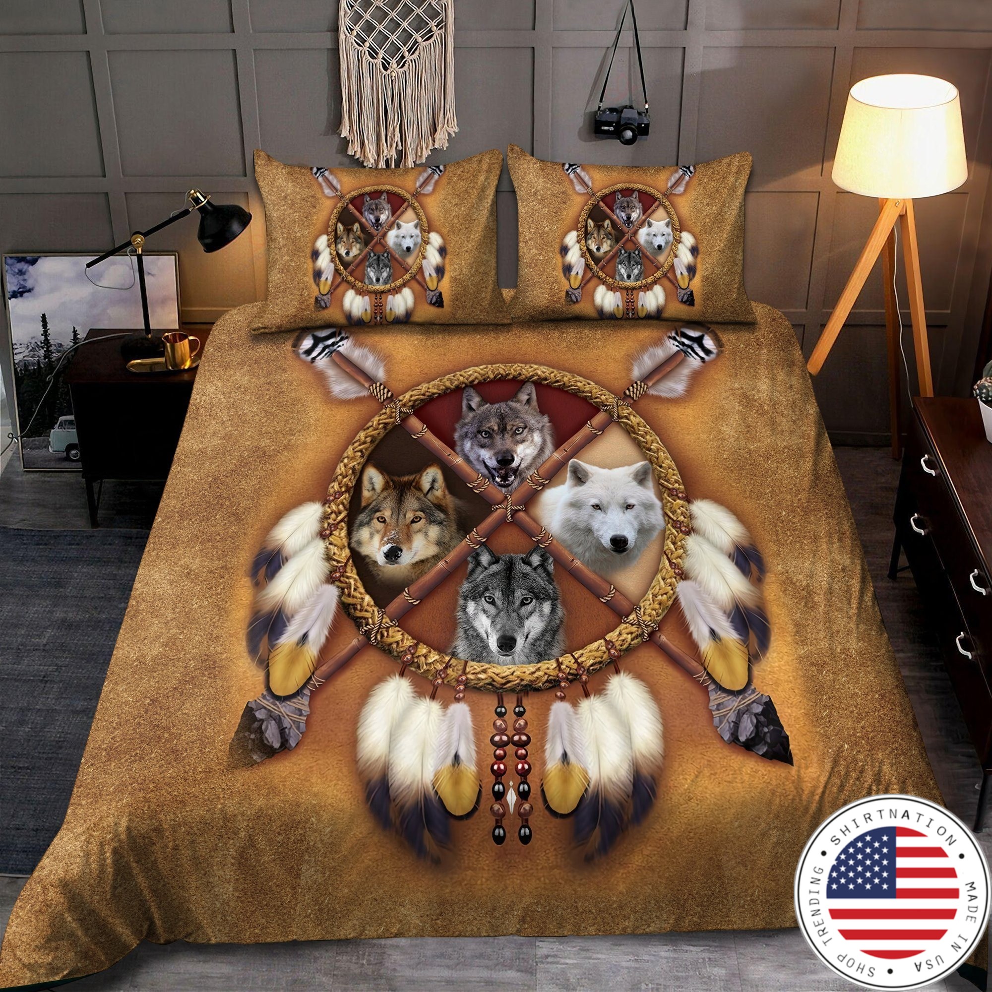 Native american wolf bedding set2