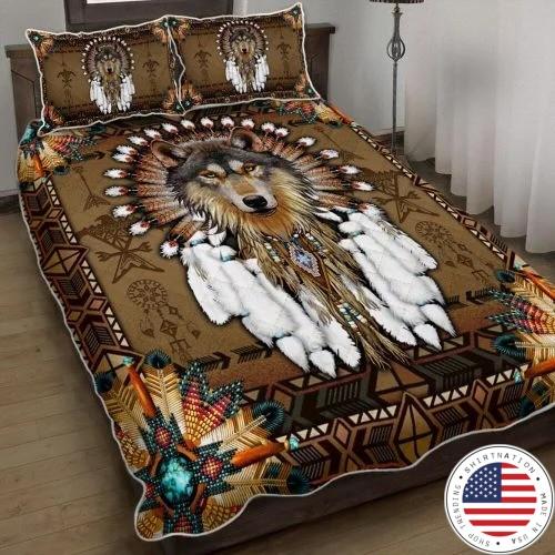 Native american wolf spirit bedding set