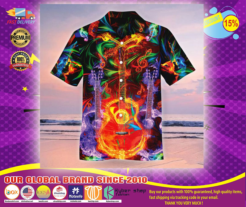 Neon Guitar Hawaiian shirt2