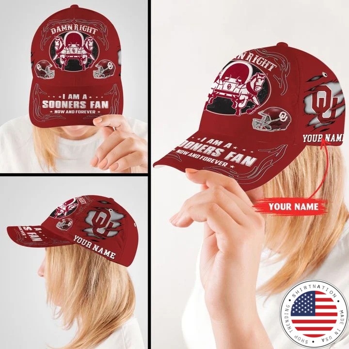 OKSO Damn right I am a Sooners Fan now and forever custom name cap2