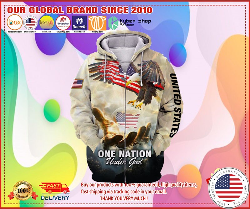 One nation American eagle under god 3D hoodie 3
