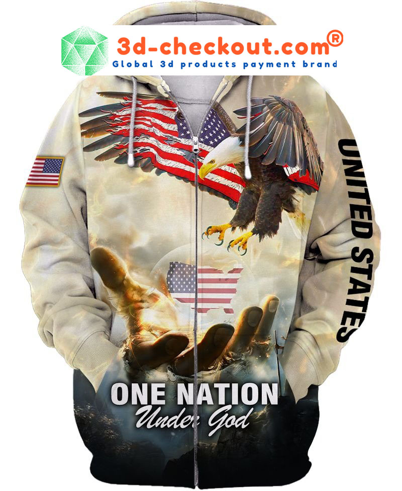 One nation eagle under god 3D over print hoodie2