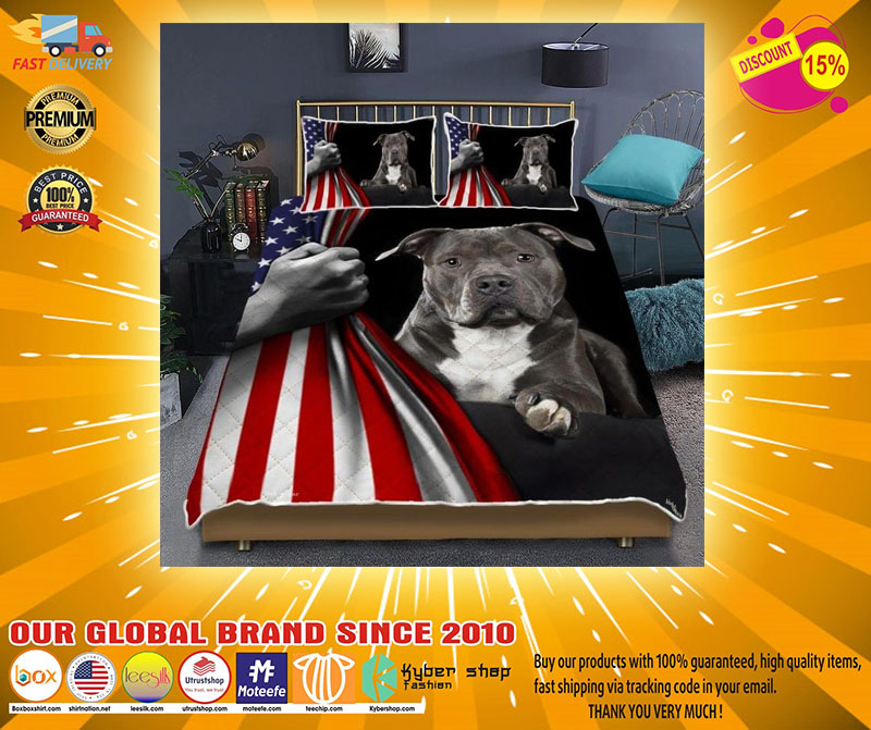 Pitbull American Flag Bedding set