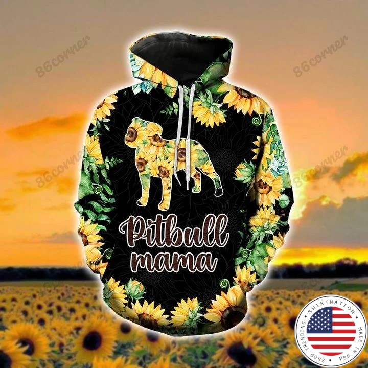 Pitbull mama Sunflower 3D hoodie and legging 1 1