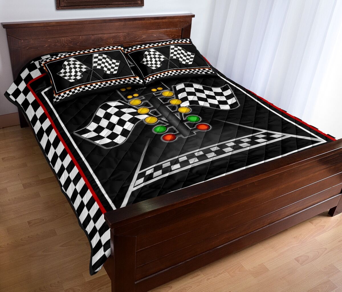 Racing flag lights quilt bedding set2