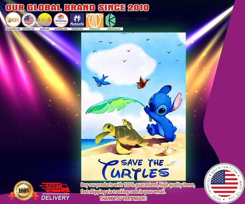 Save the turtles stitch poster