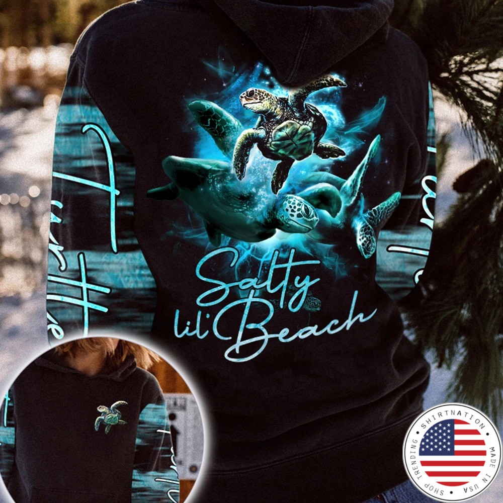 Sea turtle salty lil beach 3D hoodie