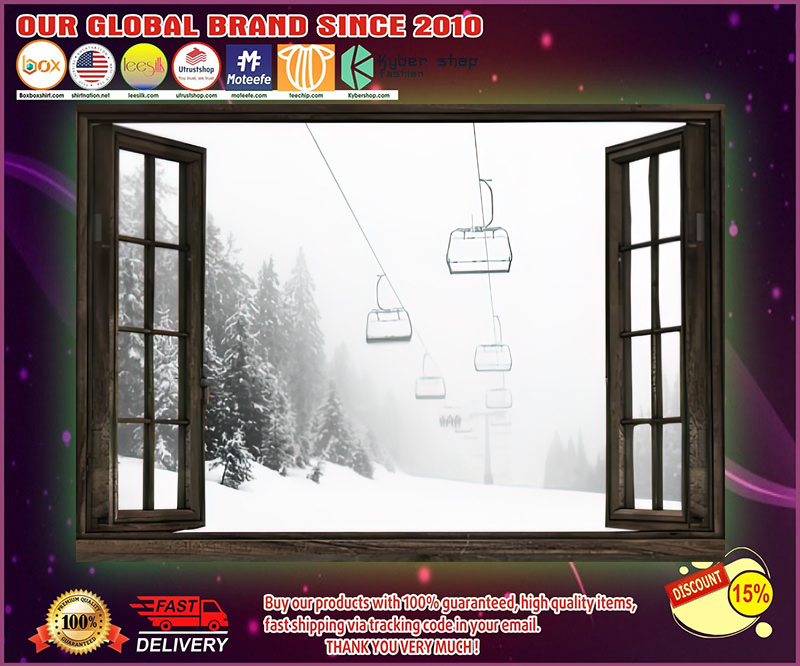 Skiing window view poster 1