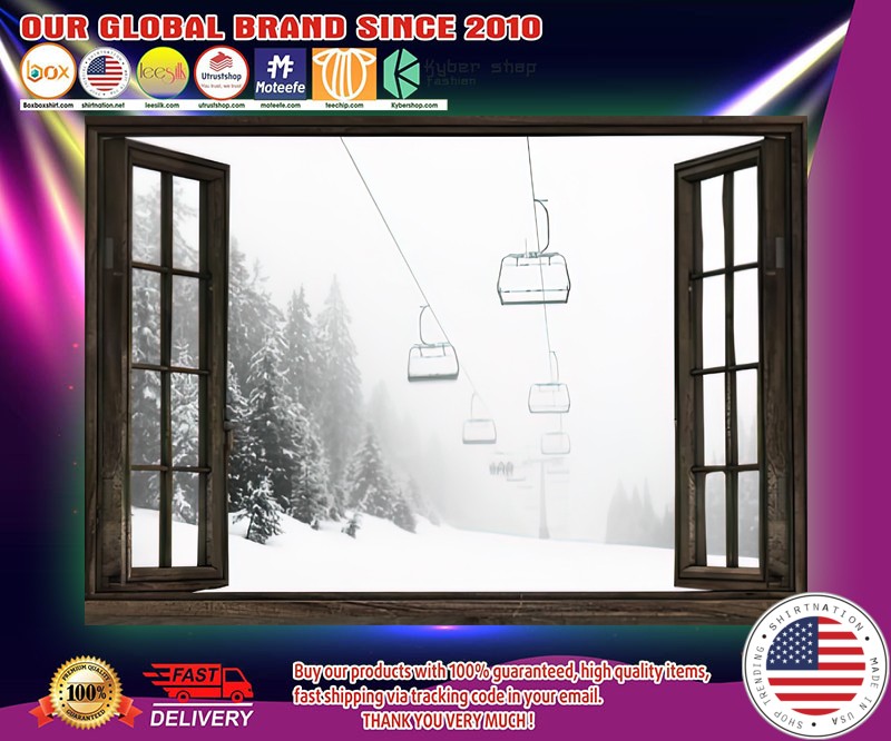 Skiing window view poster 2