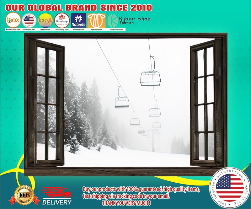 Skiing window view poster 4