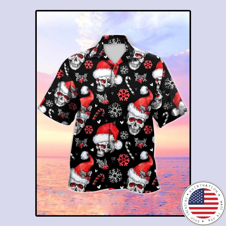Skull Santa Clause hawaiian shirt1