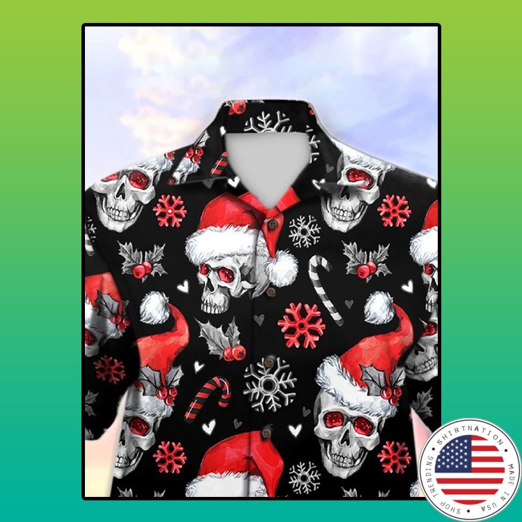 Skull Santa Clause hawaiian shirt2