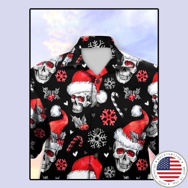 Skull Santa Clause hawaiian shirt3