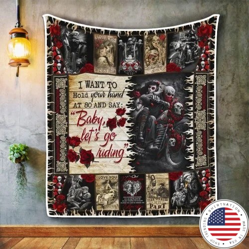 Skull biker I want to hold your hand blanket 4