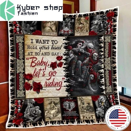 Skull biker I want to hold your hand blanket