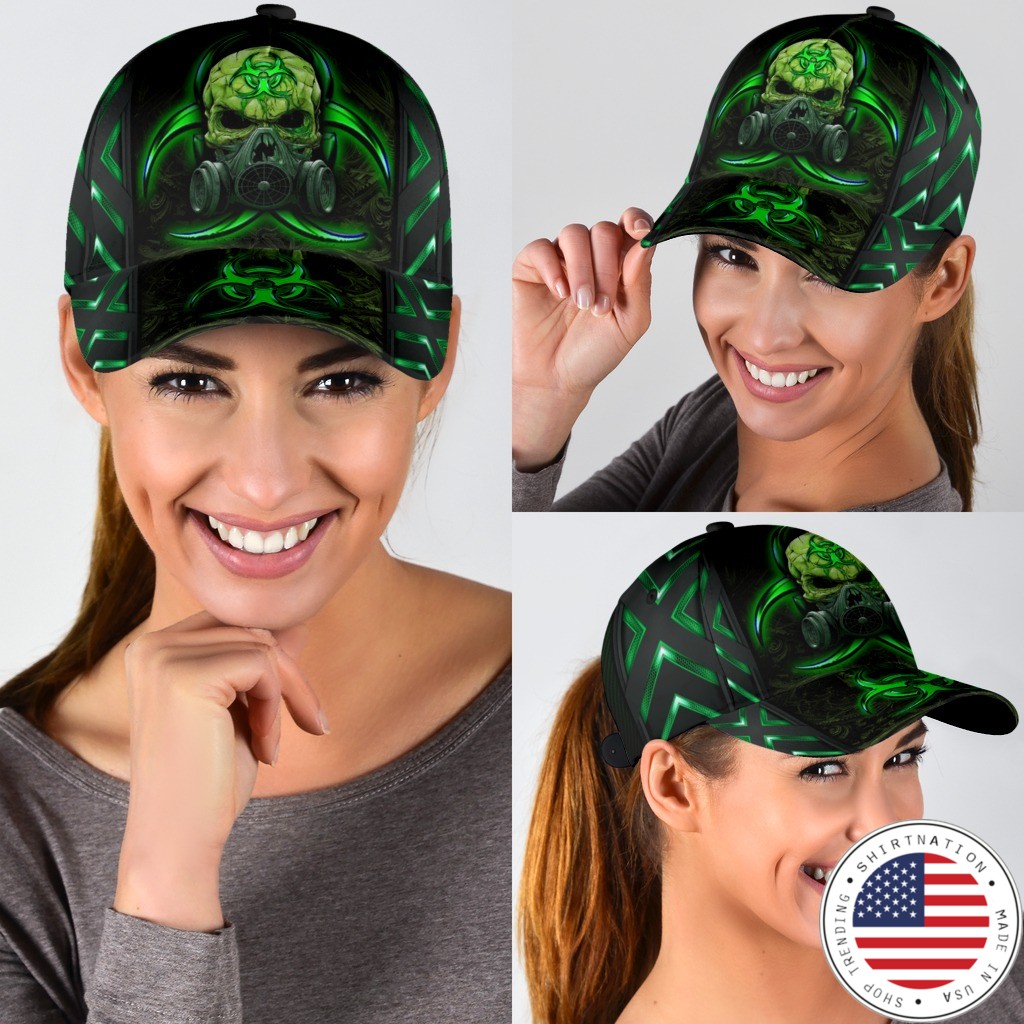 Skull biojazard mask green classic cap 4