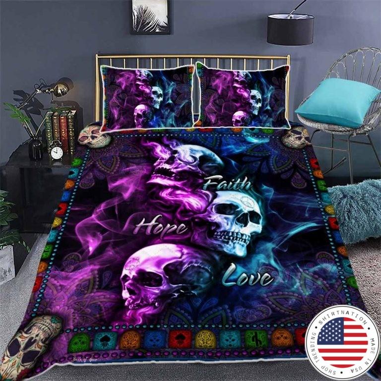 Skull faith hope love bedding set