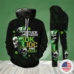 Skull stuck between IDK IDC and IDGAF 3D hoodie and legging