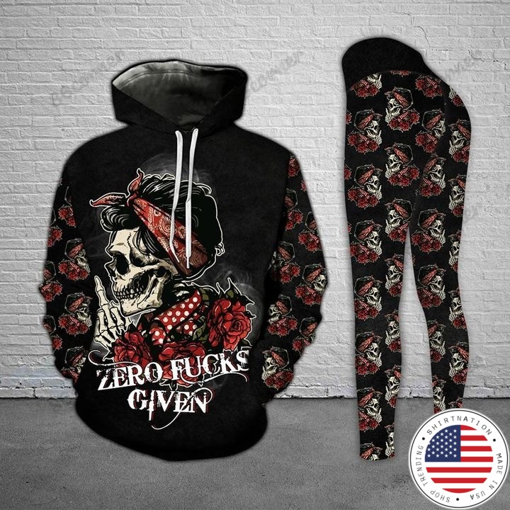 Skull zero fucks given 3D hoodie and legging