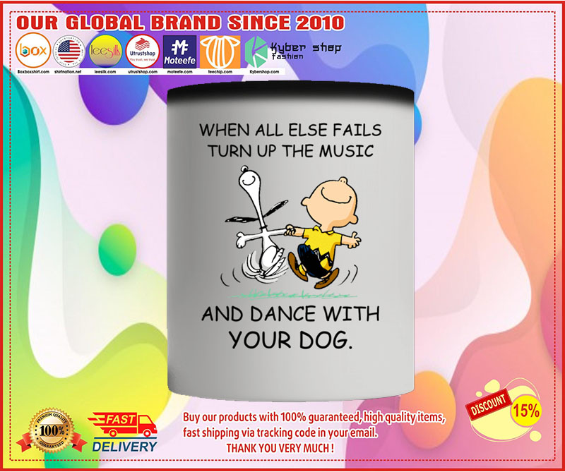 Snoopy and Charlie Brown When all else fails turn up the music and dance with your dog mug